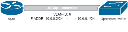 Simple vMX connection with upstream switch.